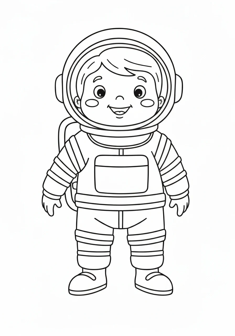Astronauta w skafandrze - kolorowanka zawodowa do druku - kolorowanka line-art do druku