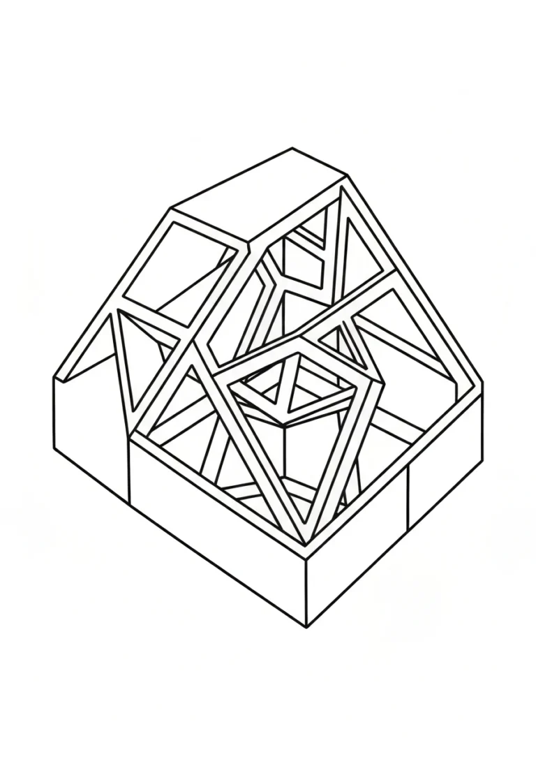 Bryły geometryczne 3D - kolorowanka sześcian, kula, stożek dla dzieci - kolorowanka line-art do druku