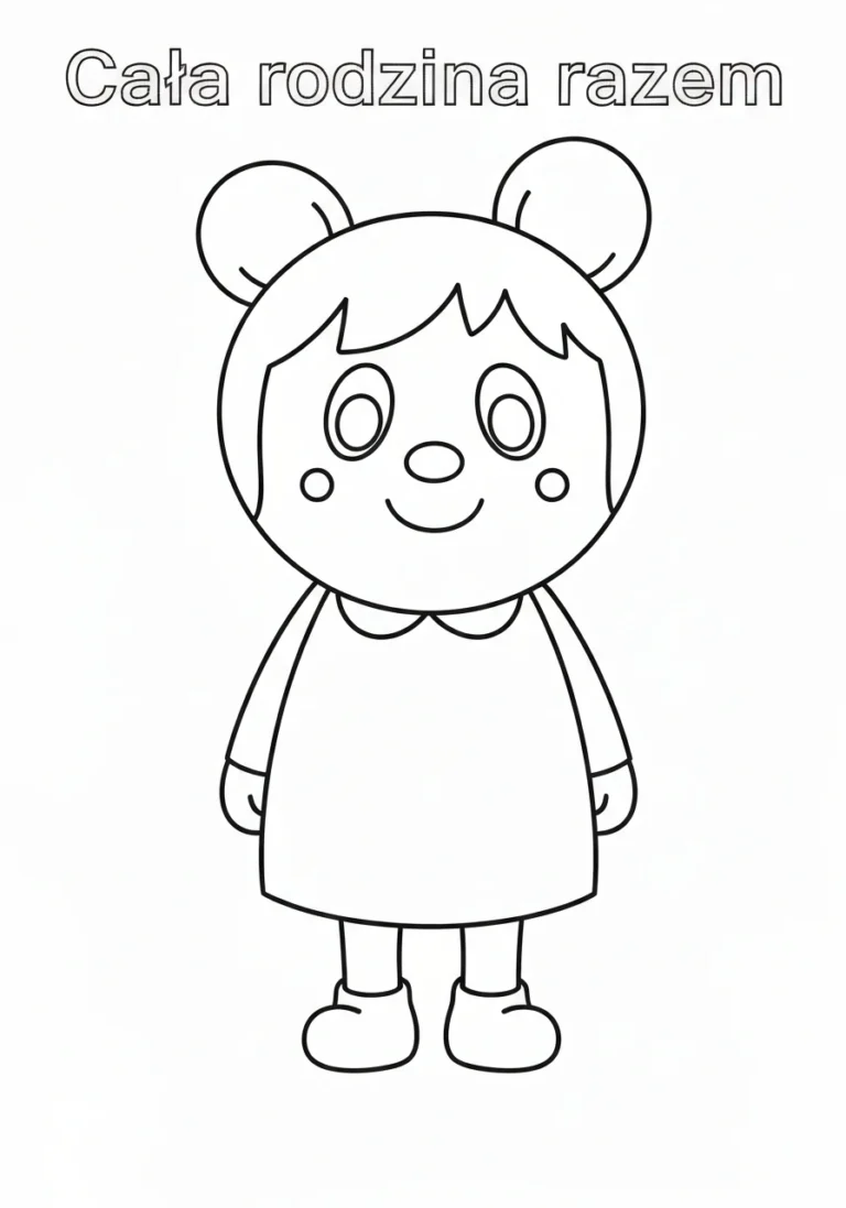 Cała rodzina razem - kolorowanka rodzinna do druku i pobrania - kolorowanka line-art do druku