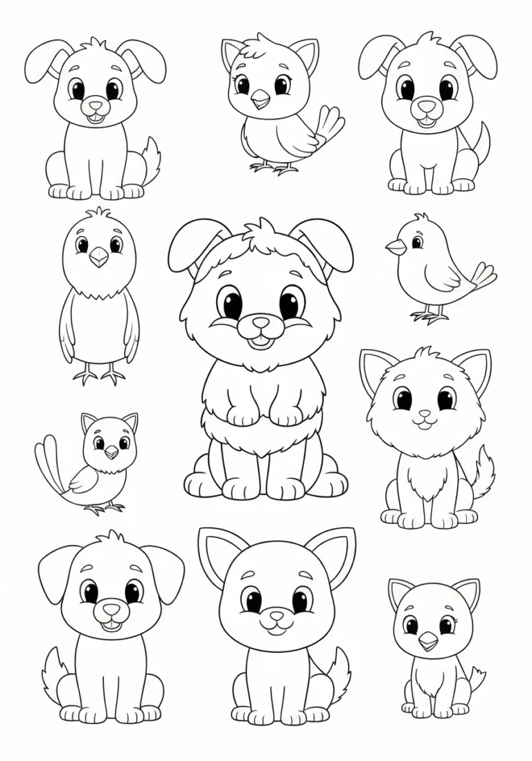 Cyfry 0-9 do druku - kompletna kolorowanka matematyczna dla dzieci od 3 lat - kolorowanka line-art do druku