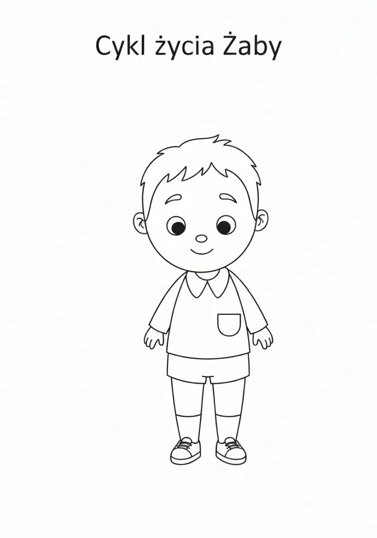 Cykl życia żaby - kolorowanka edukacyjna dla dzieci z przewodnikiem - kolorowanka line-art do druku