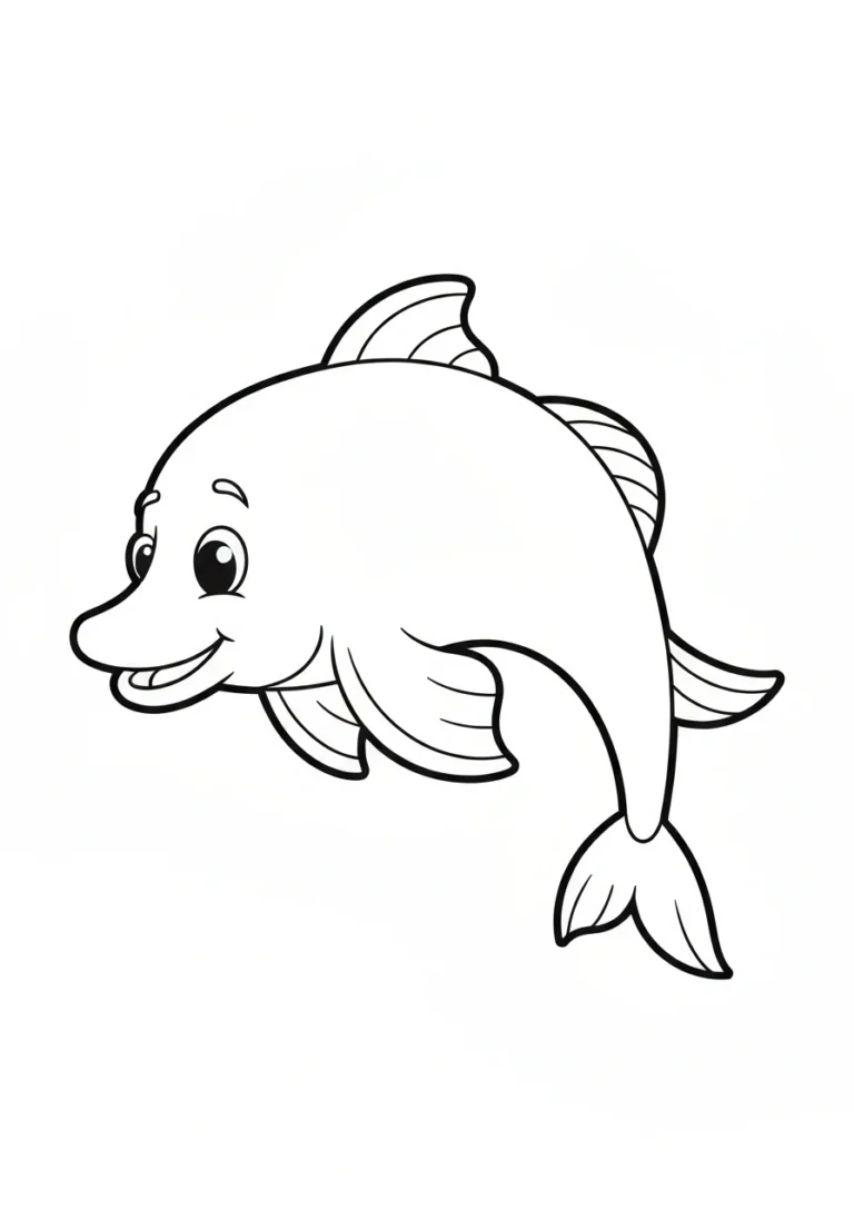 Delfin skaczący w morzu - kolorowanka do druku dla dzieci - kolorowanka line-art do druku