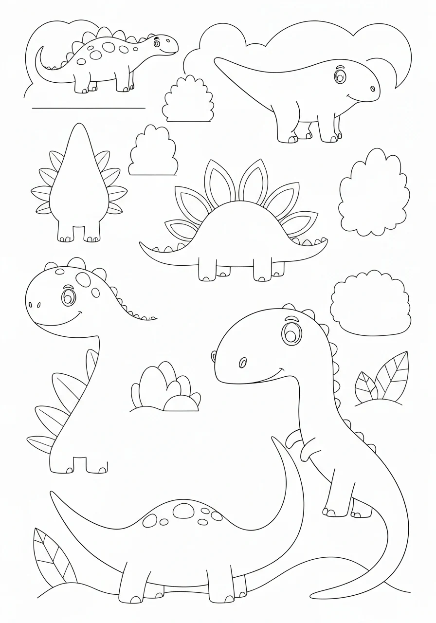 Dinozaury wodne - kolorowanki i przewodnik po gatunkach dla dzieci - kolorowanka line-art do druku