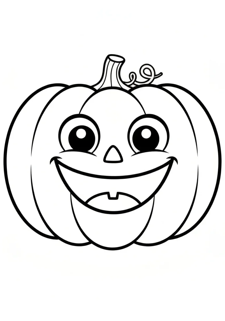 Dynia Halloween z uśmiechem - kolorowanka do druku dla dzieci - kolorowanka line-art do druku