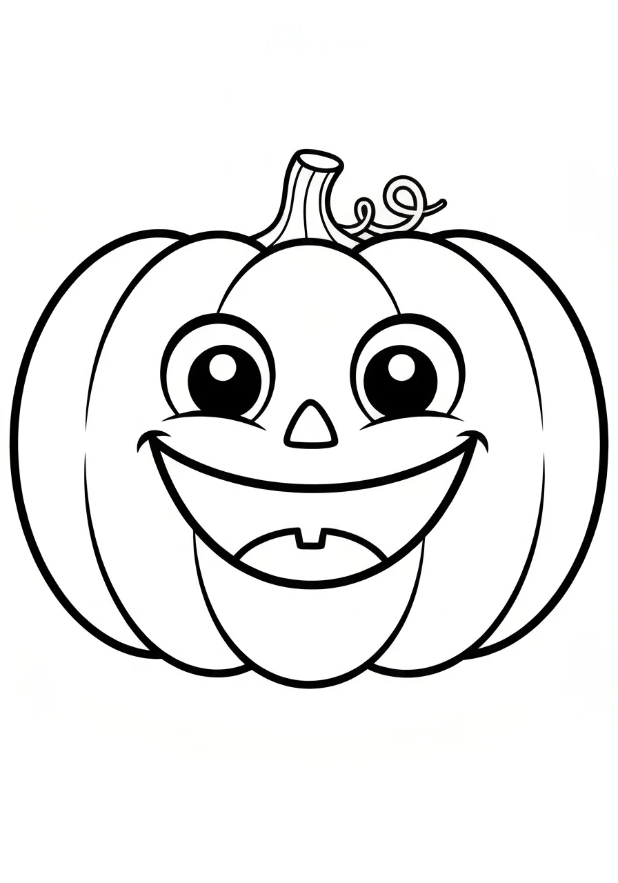 Dynia Halloween z uśmiechem - kolorowanka do druku dla dzieci - kolorowanka line-art do druku