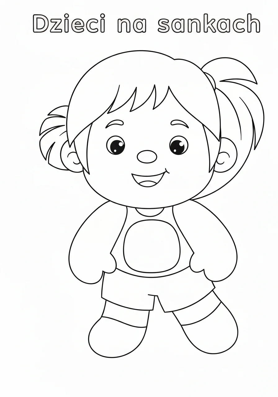 Dzieci na sankach - kolorowanka zima do druku i PDF - kolorowanka line-art do druku