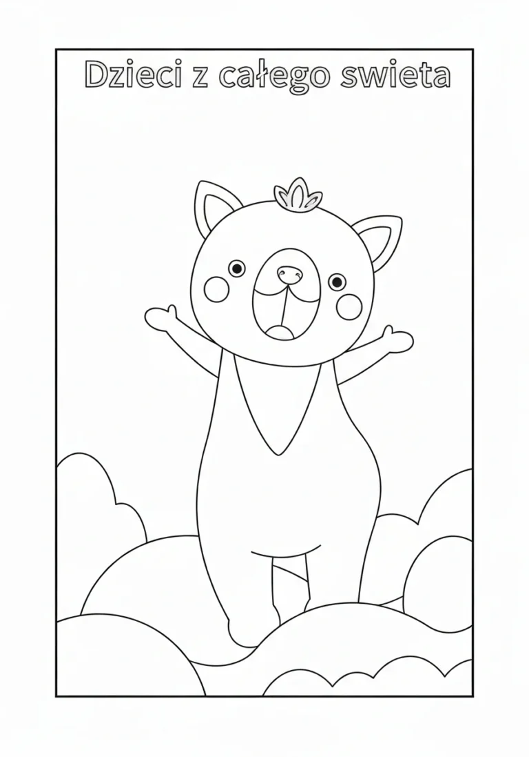 Dzieci z całego świata - kolorowanka na Dzień Dziecka 1 czerwca do druku - kolorowanka line-art do druku