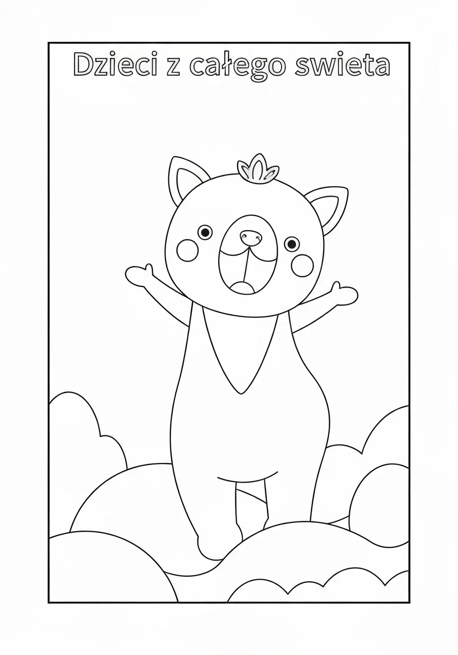 Dzieci z całego świata - kolorowanka na Dzień Dziecka 1 czerwca do druku - kolorowanka line-art do druku