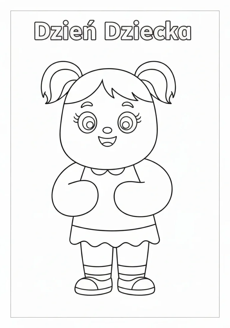 Dzień Dziecka - kolorowanka z dziećmi i balonami do druku - kolorowanka line-art do druku