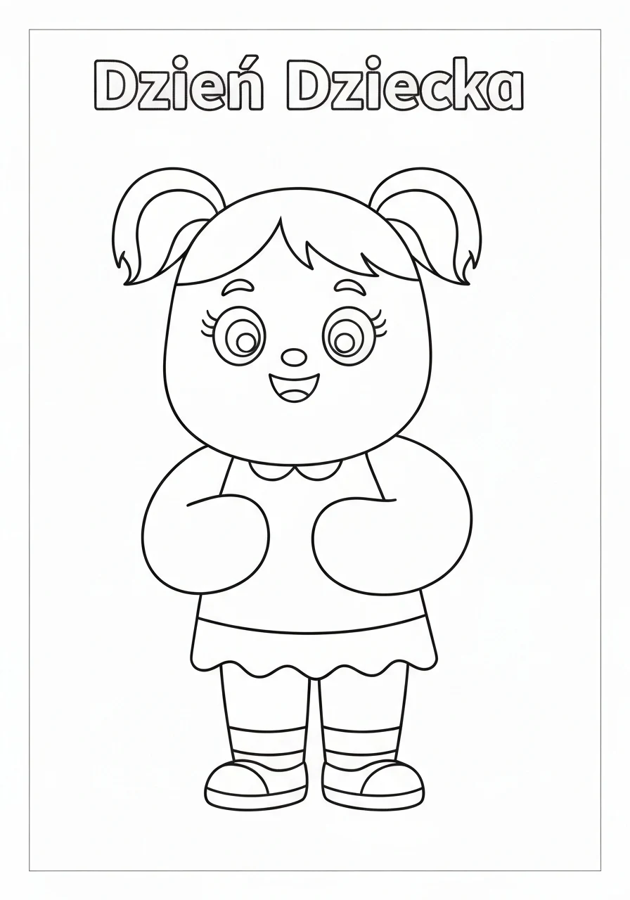 Dzień Dziecka - kolorowanka z dziećmi i balonami do druku - kolorowanka line-art do druku