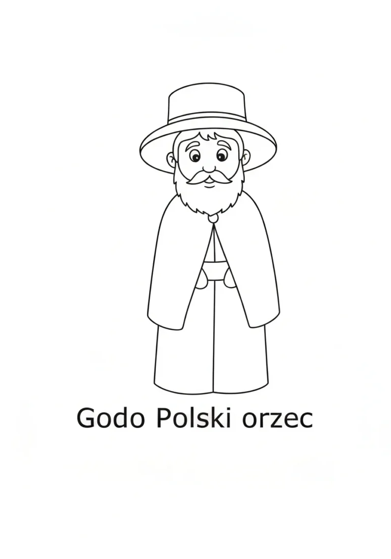 Godło Polski - orzeł biały - kolorowanka do druku i pobrania PDF - kolorowanka line-art do druku