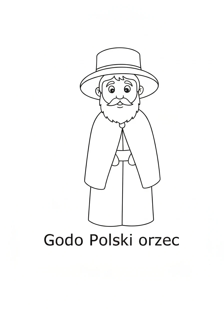 Godło Polski - orzeł biały - kolorowanka do druku i pobrania PDF - kolorowanka line-art do druku