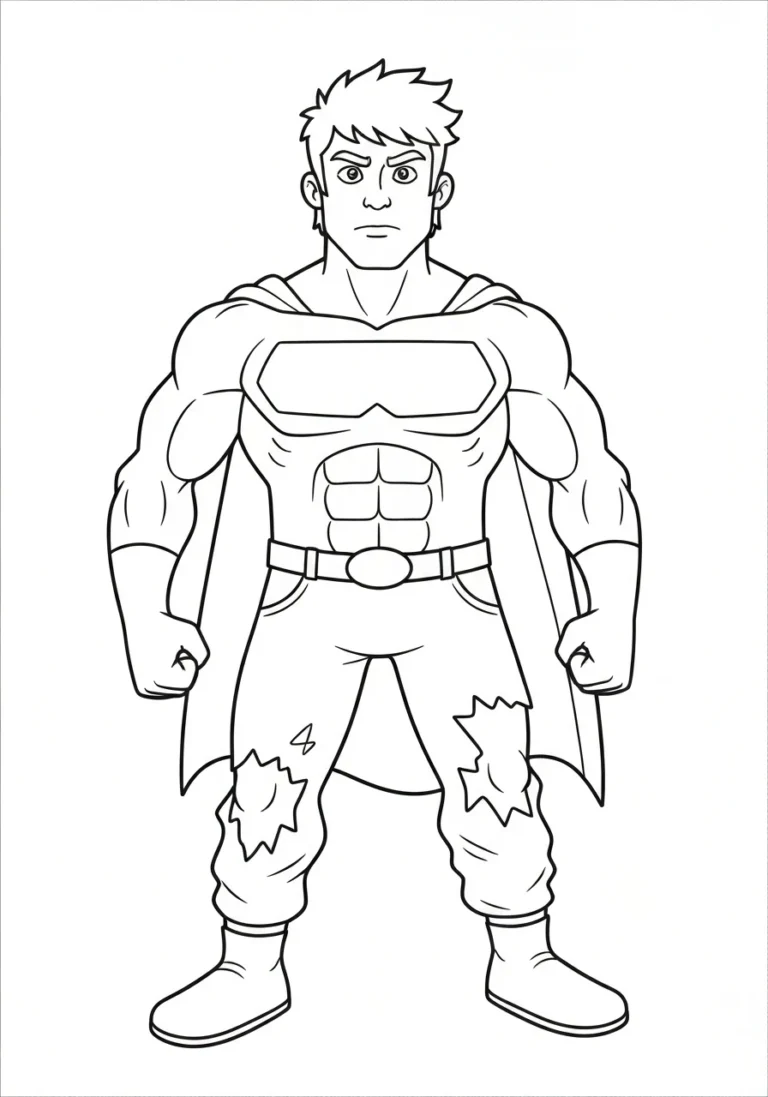 Hulk niszczy budynek - kolorowanka superbohater do druku PDF - kolorowanka line-art do druku