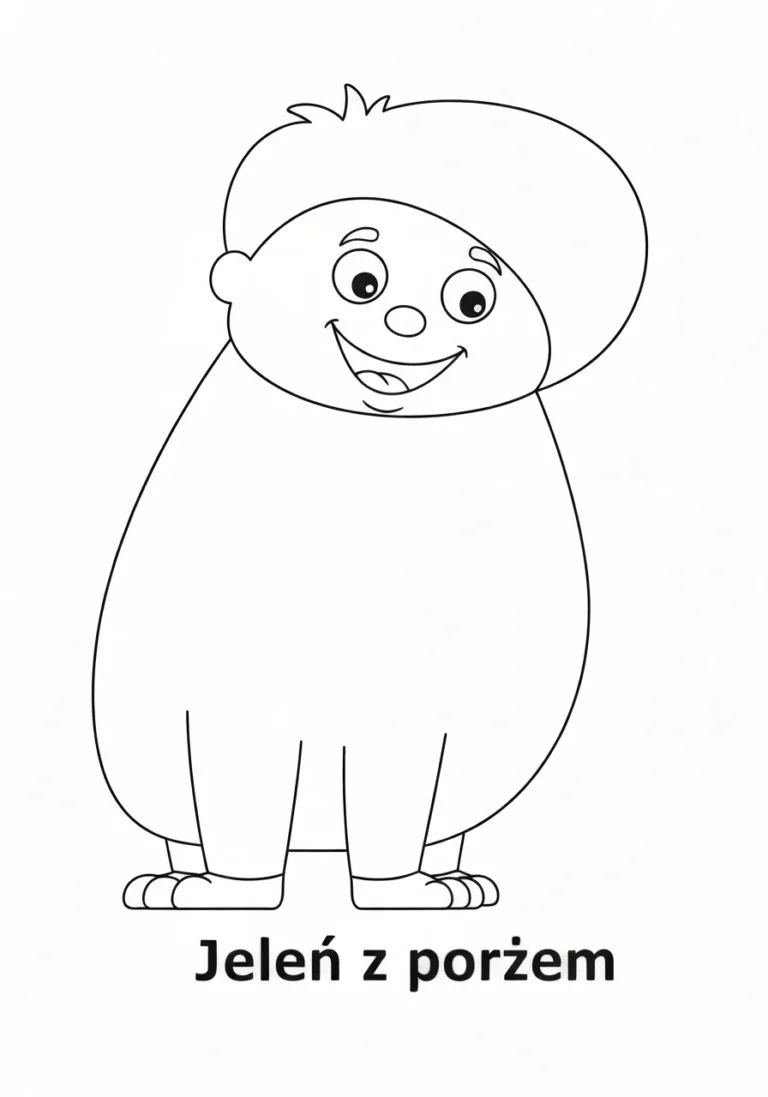 Jeleń z porożem - kolorowanka leśna do druku dla dzieci - kolorowanka line-art do druku