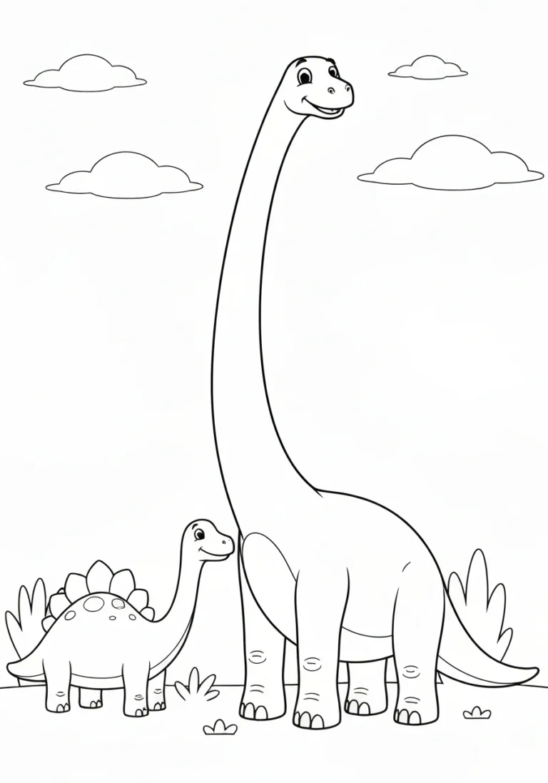Kolorowanki dinozaury - wielki przewodnik dla małych paleontologów - kolorowanka line-art do druku