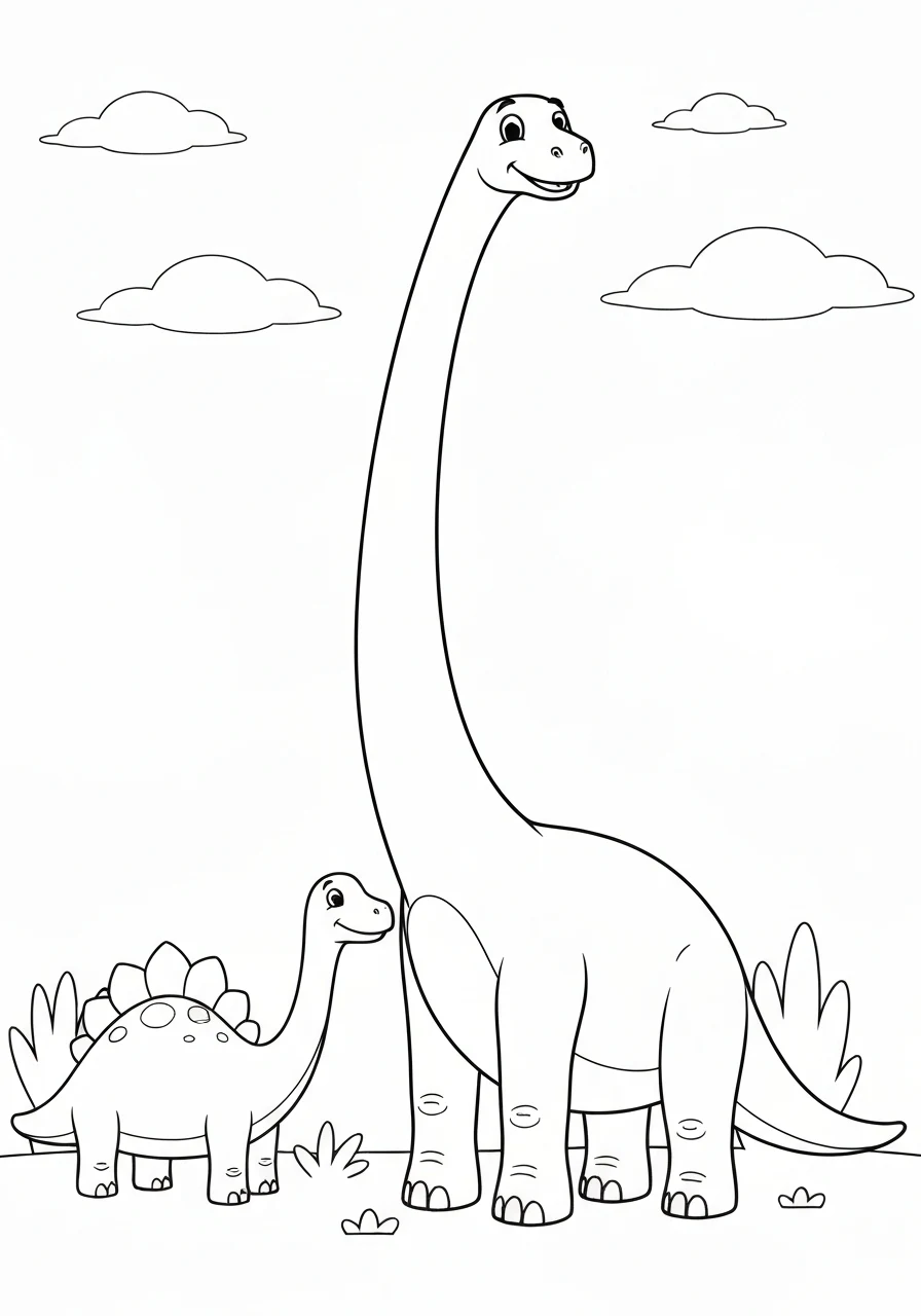 Kolorowanki dinozaury - wielki przewodnik dla małych paleontologów - kolorowanka line-art do druku