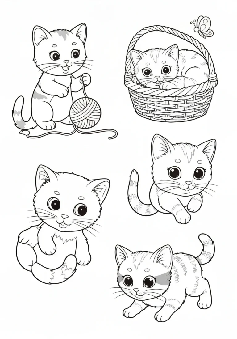 Kolorowanki koty do druku - rasy, pozy i inspiracje dla każdego wieku - kolorowanka line-art do druku