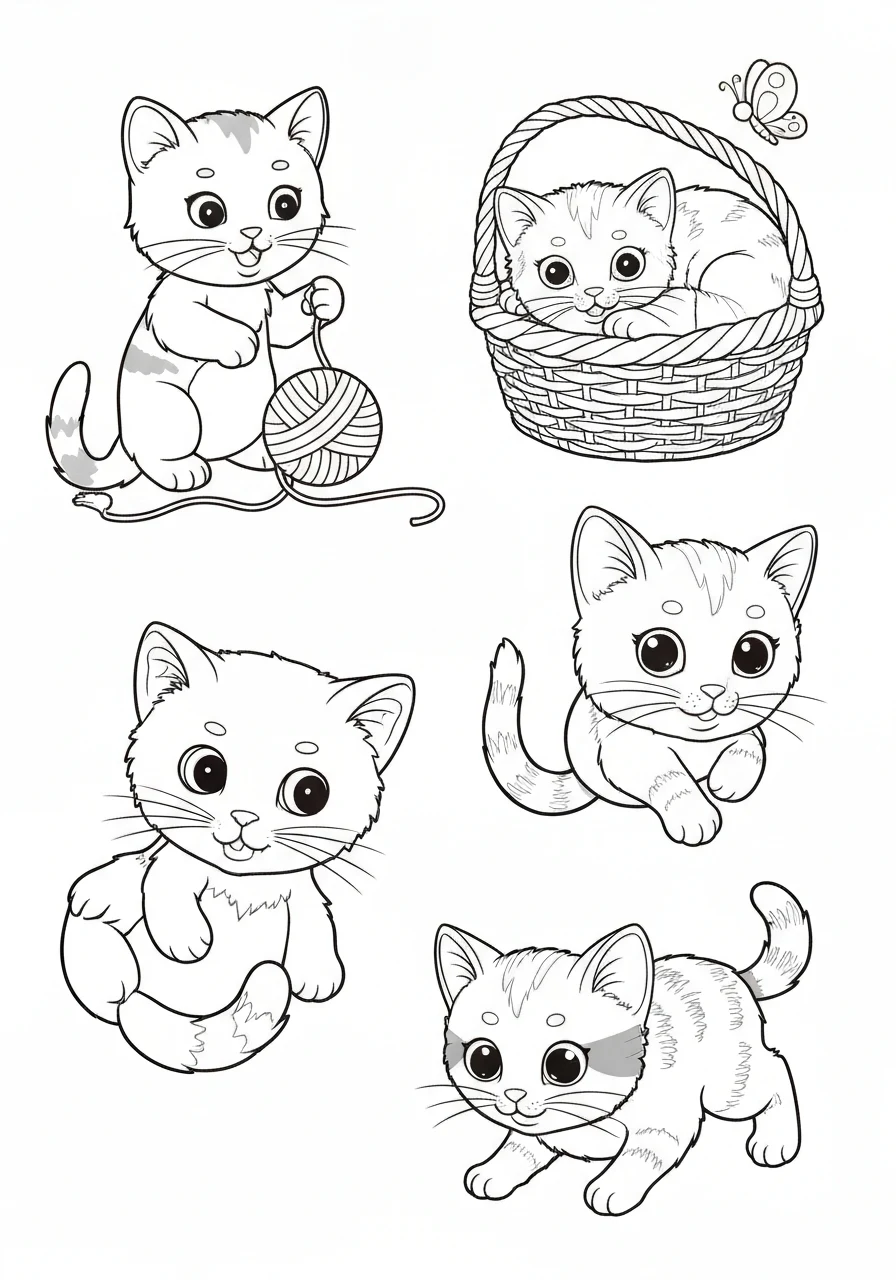 Kolorowanki koty do druku - rasy, pozy i inspiracje dla każdego wieku - kolorowanka line-art do druku