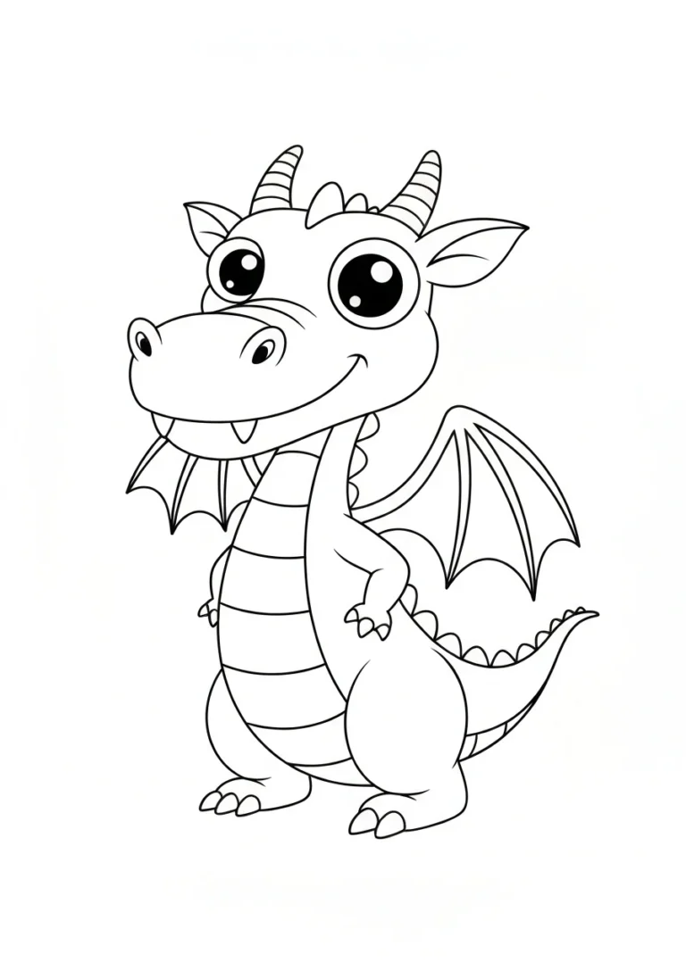 Kolorowanki smoków - kompletny przewodnik po motywach dla dzieci - kolorowanka line-art do druku