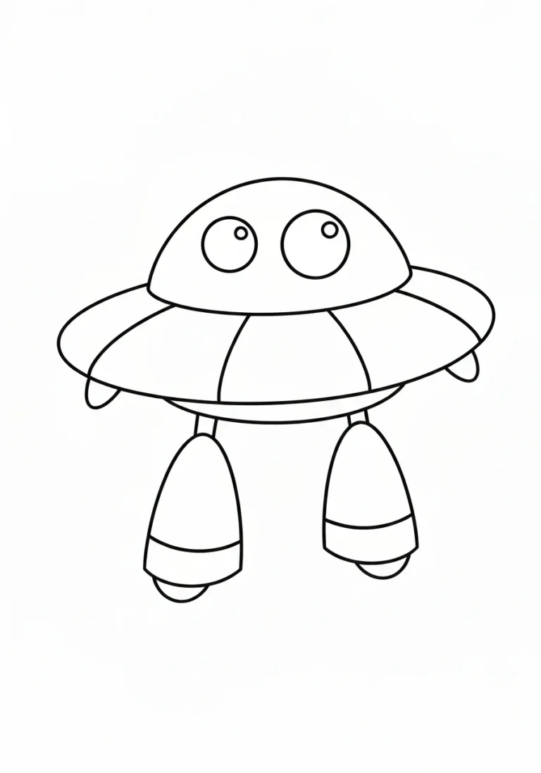Kosmita ufoludek zielony - kolorowanka A4 do druku dla dzieci - kolorowanka line-art do druku