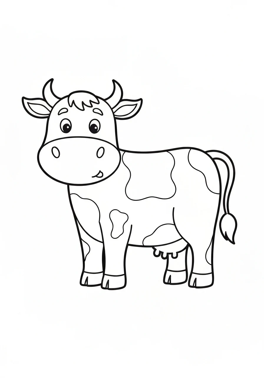 Krowa na łące - kolorowanka do druku dla dzieci i dorosłych - kolorowanka line-art do druku