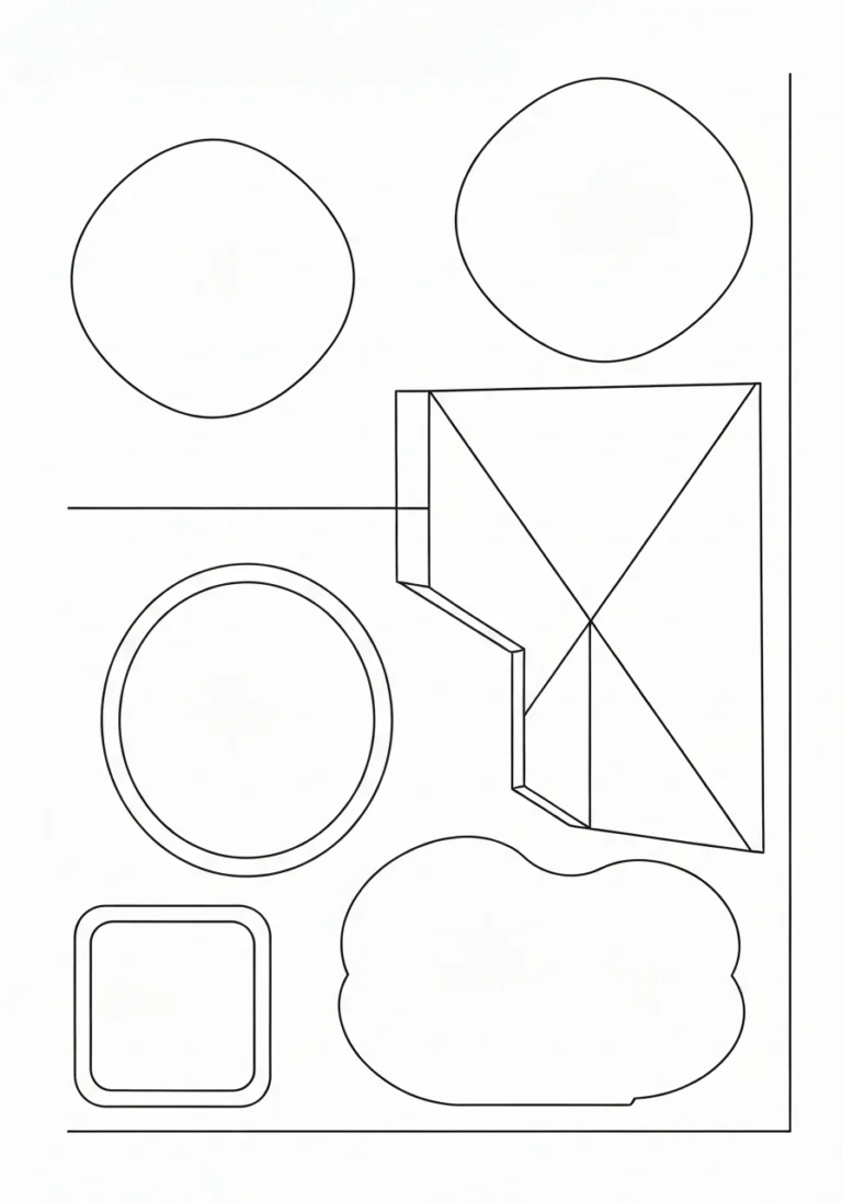 Kształty geometryczne dla dzieci - przewodnik po kolorowankach i nauce - kolorowanka line-art do druku