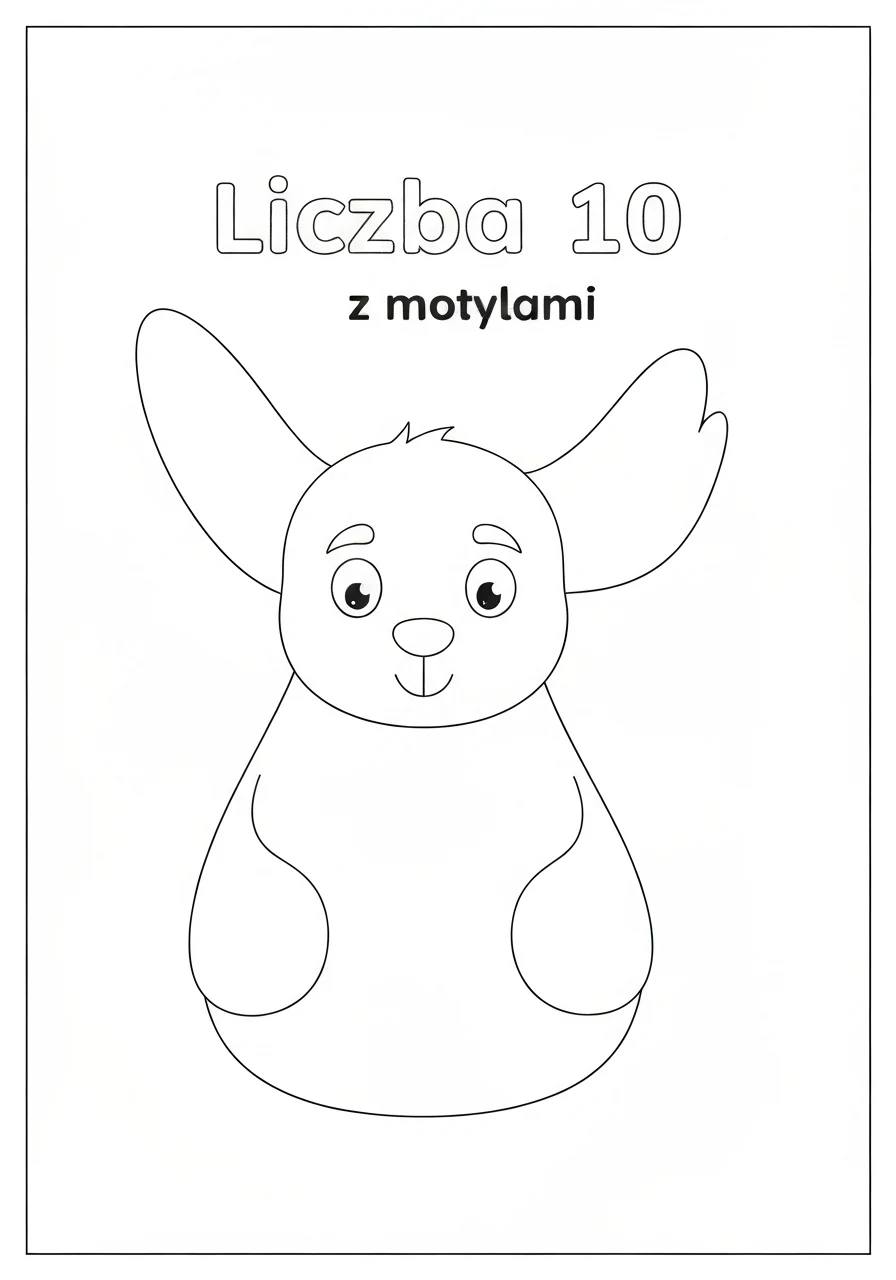 Liczba 10 z motylami - kolorowanka do nauki liczenia dla dzieci - kolorowanka line-art do druku