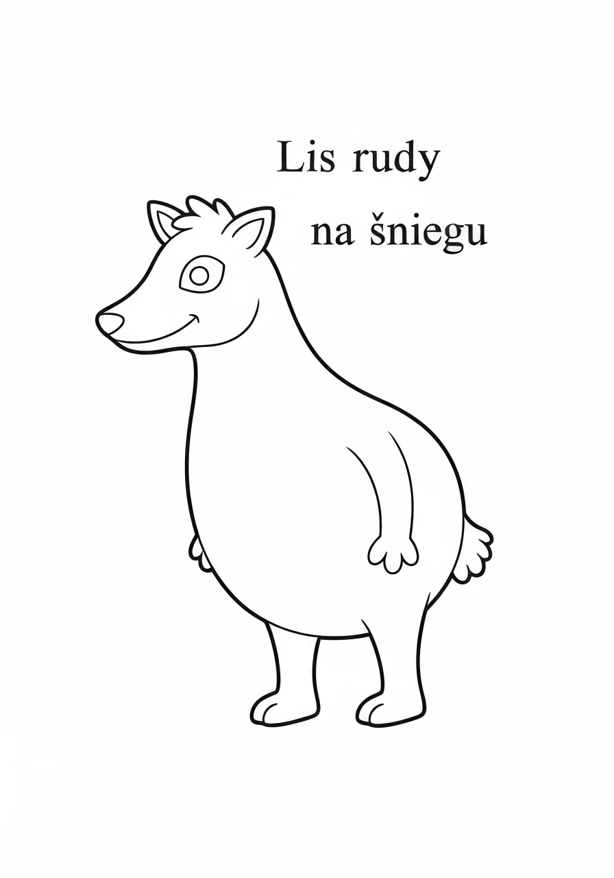 Lis rudy na śniegu - kolorowanka line-art do druku dla dzieci - kolorowanka line-art do druku