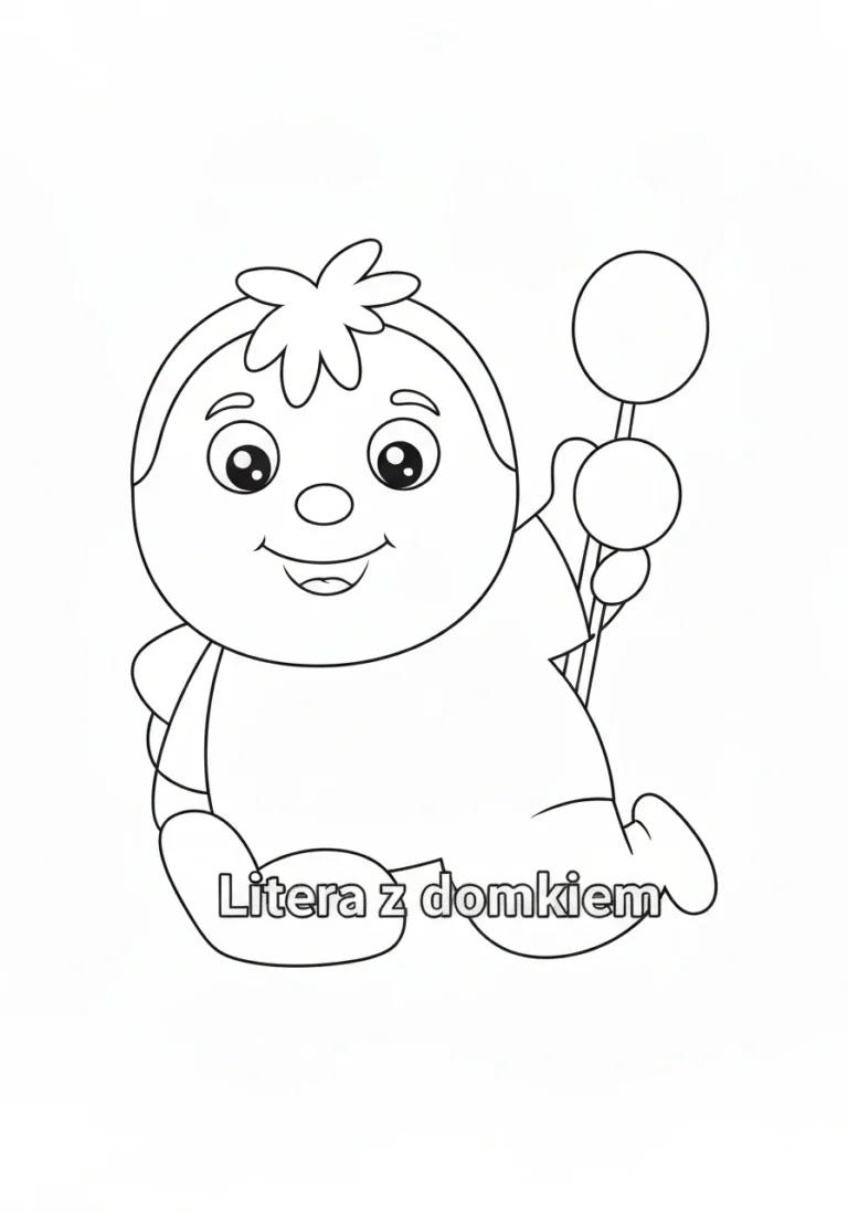 Litera D z domkiem - kolorowanka edukacyjna do nauki alfabetu - kolorowanka line-art do druku