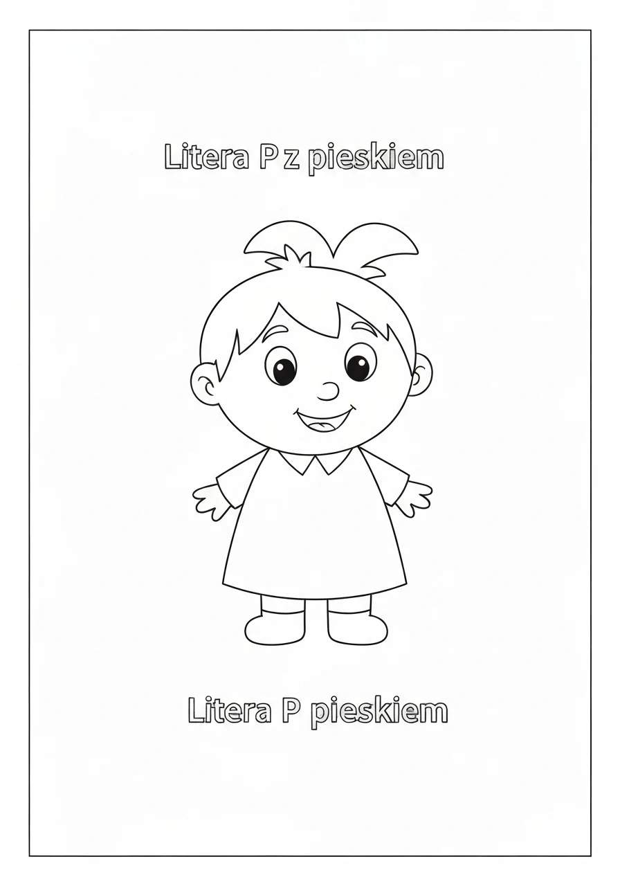 Litera P z pieskiem - kolorowanka do nauki alfabetu - kolorowanka line-art do druku