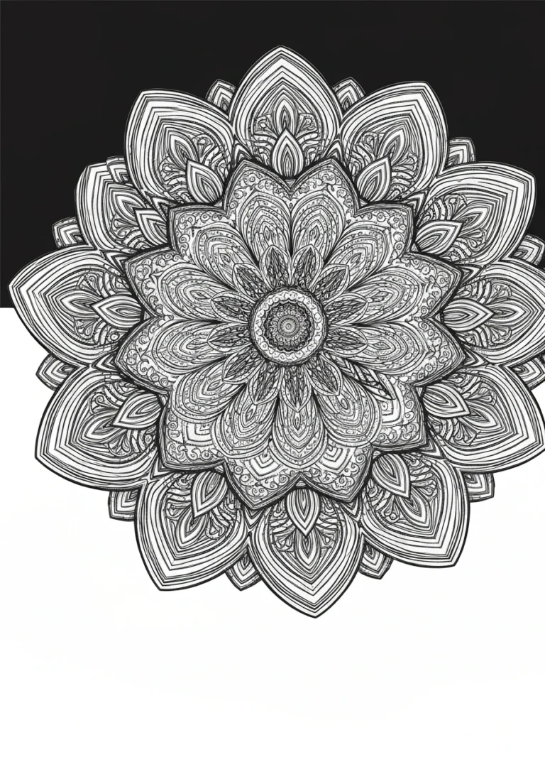 Mandala buddyjska - tradycyjny wzór do druku i kolorowania - kolorowanka line-art do druku
