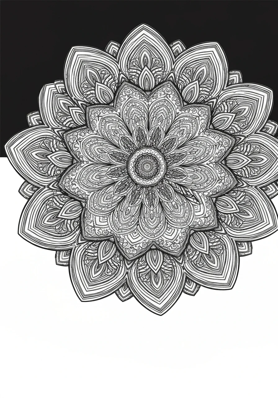 Mandala buddyjska - tradycyjny wzór do druku i kolorowania - kolorowanka line-art do druku