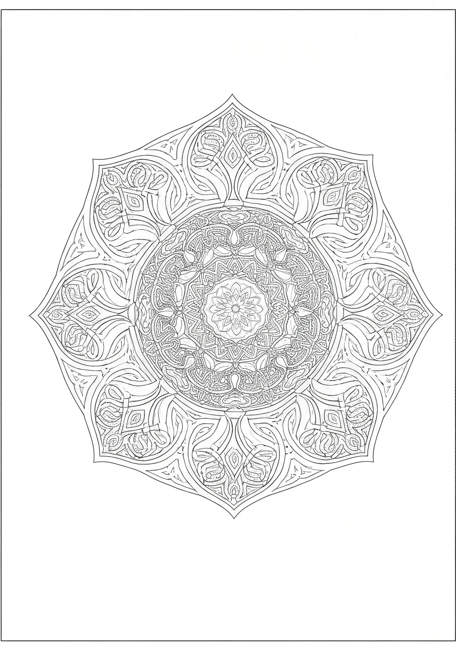 Mandala celtycka - splecione wzory keltów do druku i kolorowania - kolorowanka line-art do druku
