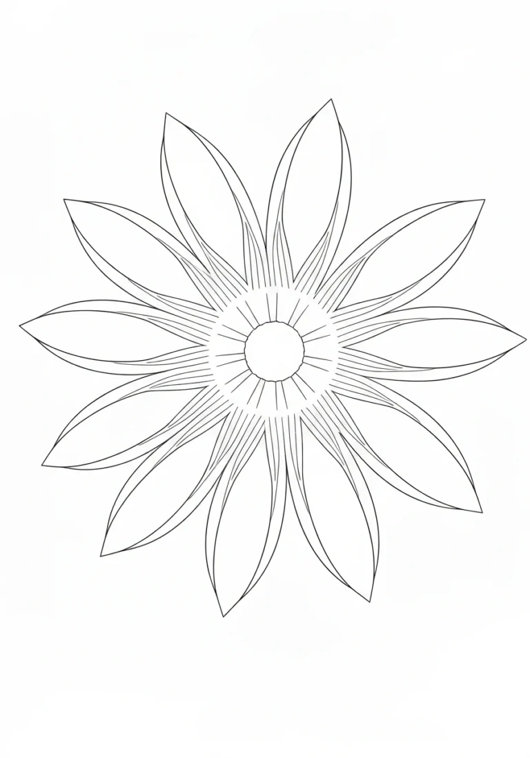 Mandala geometryczna z 8 promieniami - kolorowanka antystresowa do druku - kolorowanka line-art do druku