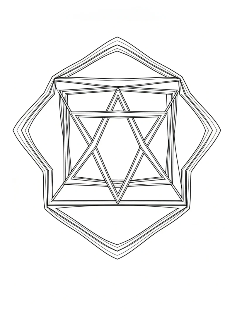 Mandala heksagonalna - sześciokątny wzór antystresowy do kolorowania - kolorowanka line-art do druku