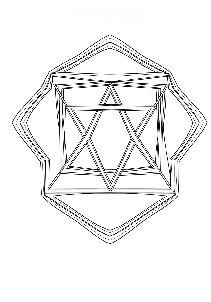 Mandala heksagonalna - sześciokątny wzór antystresowy do kolorowania - kolorowanka line-art do druku