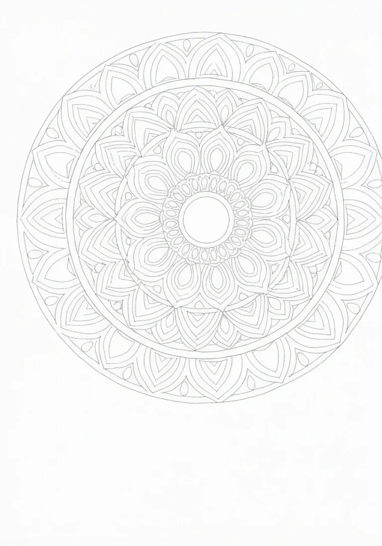 Mandala hinduistyczna z OM - medytacyjna kolorowanka dla duchowego spokoju - kolorowanka line-art do druku