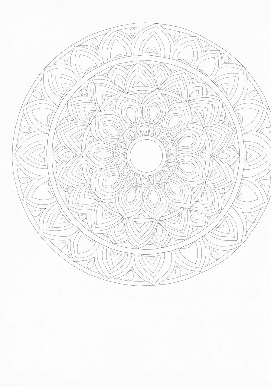 Mandala hinduistyczna z OM - medytacyjna kolorowanka dla duchowego spokoju - kolorowanka line-art do druku