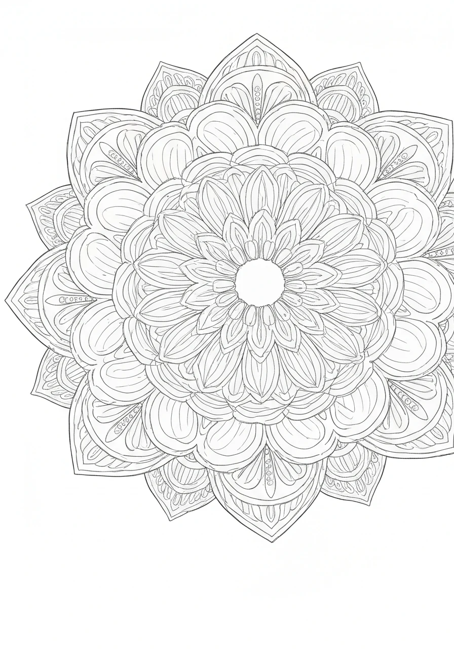 Mandala kwiat życia - sakralna geometria do kolorowania dla dorosłych - kolorowanka line-art do druku