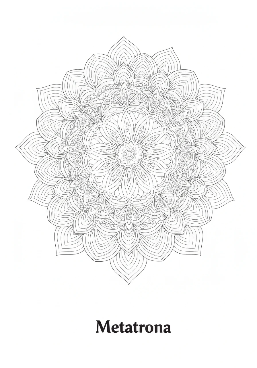 Mandala Metatrona - kolorowanka świętej geometrii do druku i pobrania - kolorowanka line-art do druku