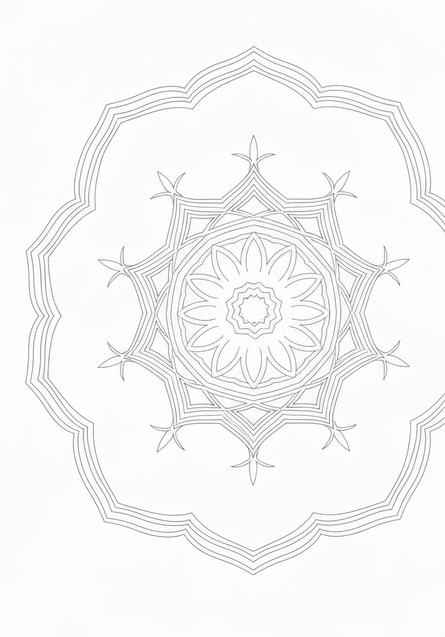 Mandala walentynkowa z sercami - romantyczny wzór do druku i kolorowania - kolorowanka line-art do druku