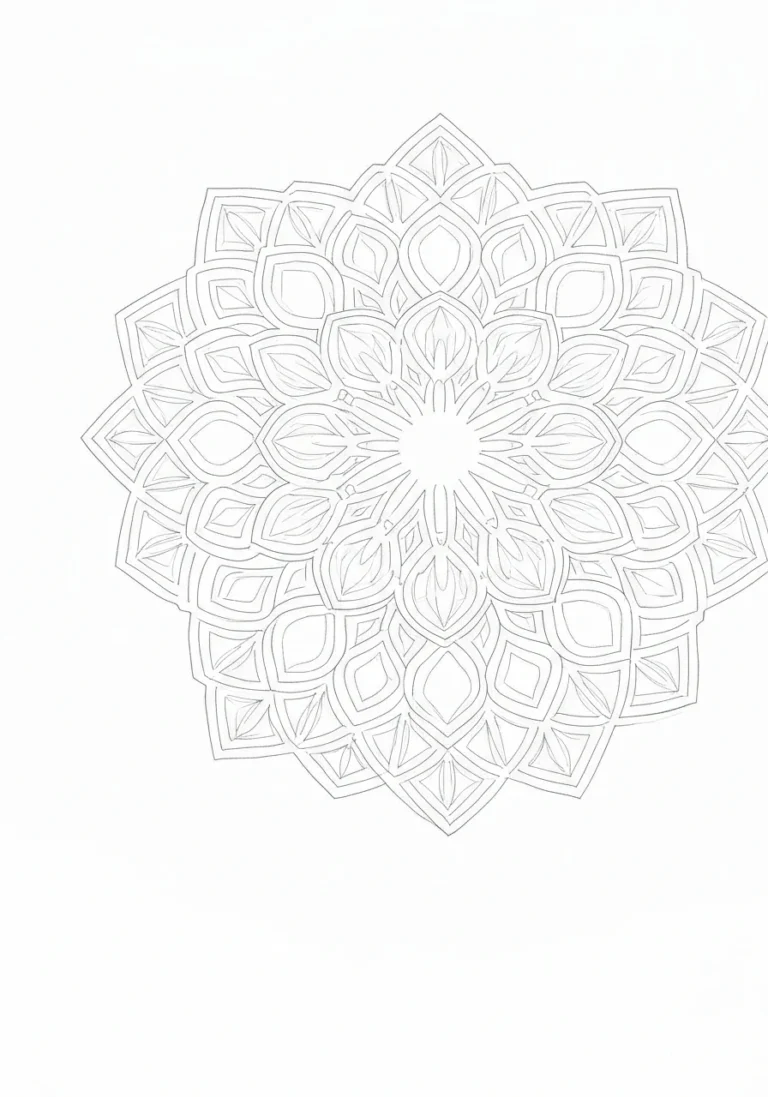 Mandala wielkanocna - świąteczny wzór ornamentalny do druku i kolorowania - kolorowanka line-art do druku