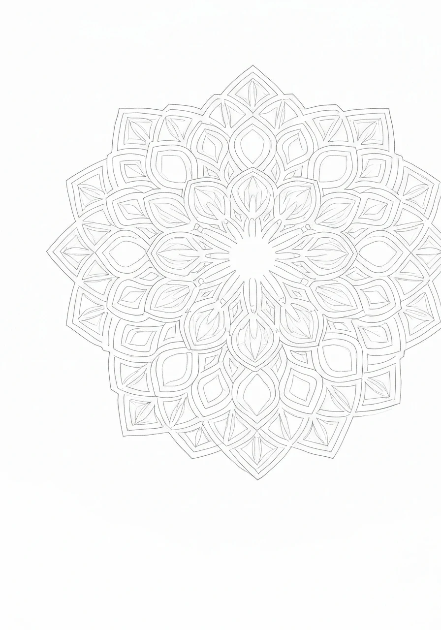 Mandala wielkanocna - świąteczny wzór ornamentalny do druku i kolorowania - kolorowanka line-art do druku