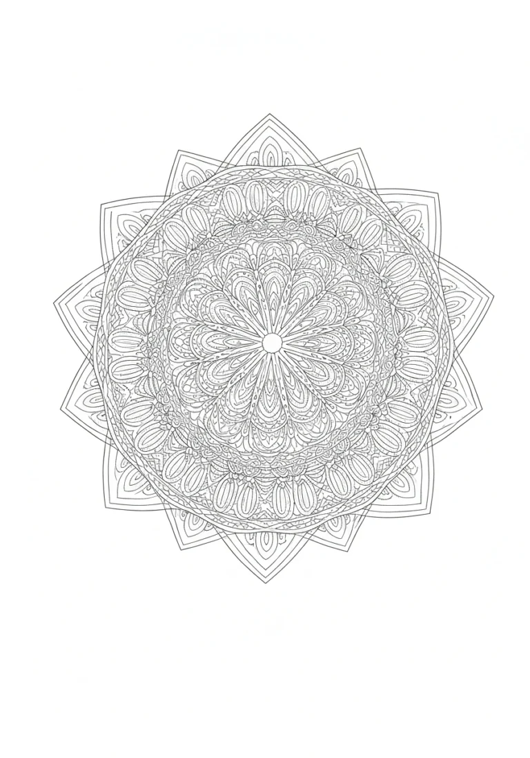 Mandala yin yang - wzór równowagi do druku i kolorowania - kolorowanka line-art do druku