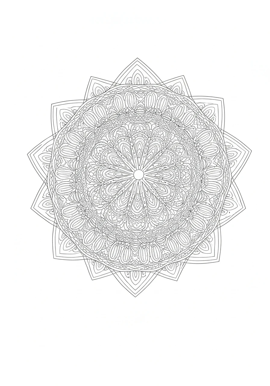 Mandala yin yang - wzór równowagi do druku i kolorowania - kolorowanka line-art do druku