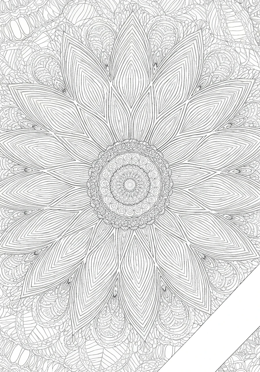 Mandala z 16 promieniami - skomplikowany wzór antystresowy dla dorosłych - kolorowanka line-art do druku