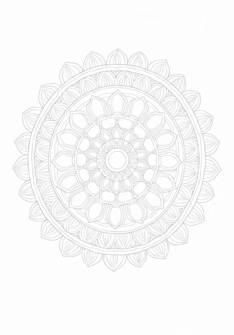 Mandala ze słonecznikami - letni wzór antystresowy do druku i pobrania - kolorowanka line-art do druku