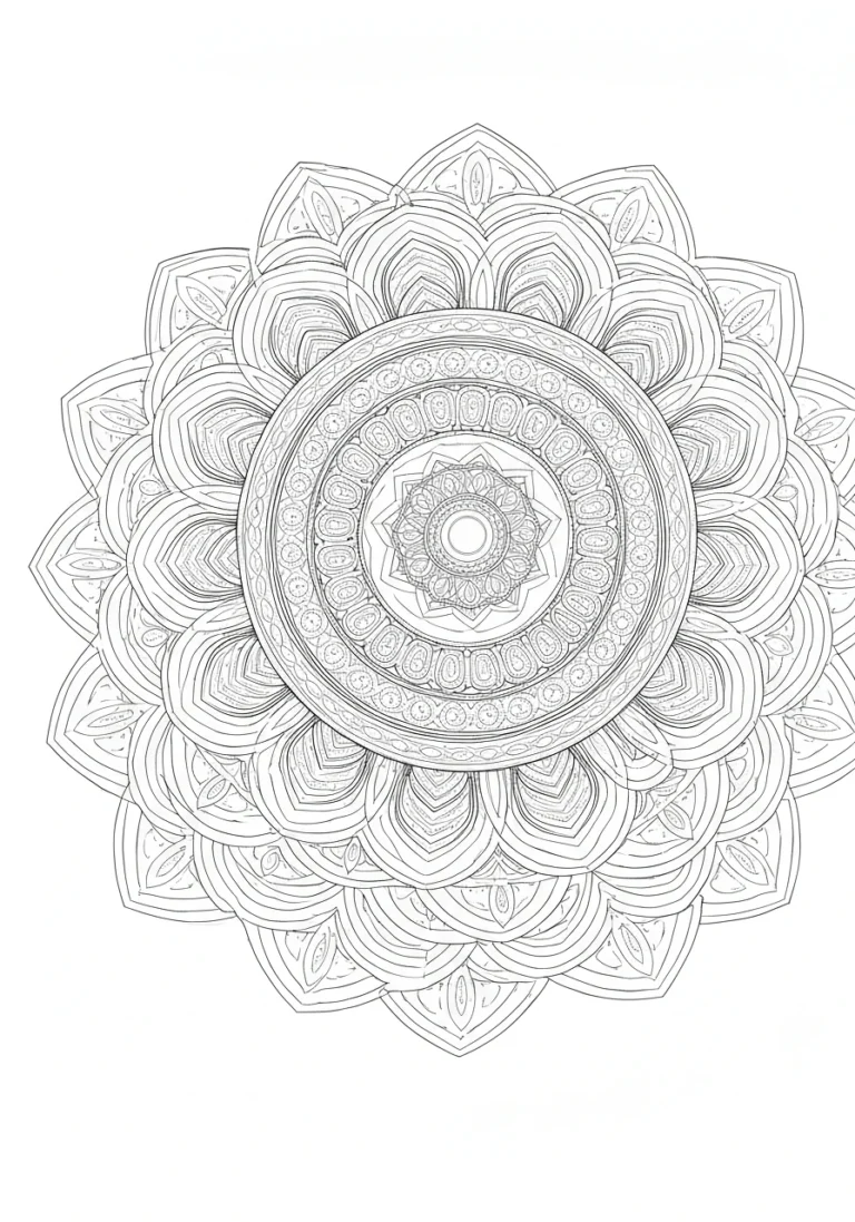 Mandale w mindfulness - uważność przez kolorowanie dla dorosłych - kolorowanka line-art do druku
