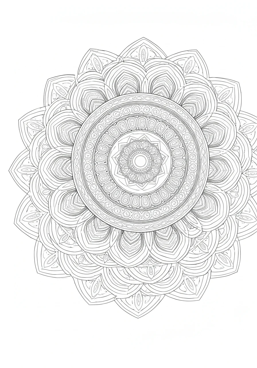 Mandale w mindfulness - uważność przez kolorowanie dla dorosłych - kolorowanka line-art do druku