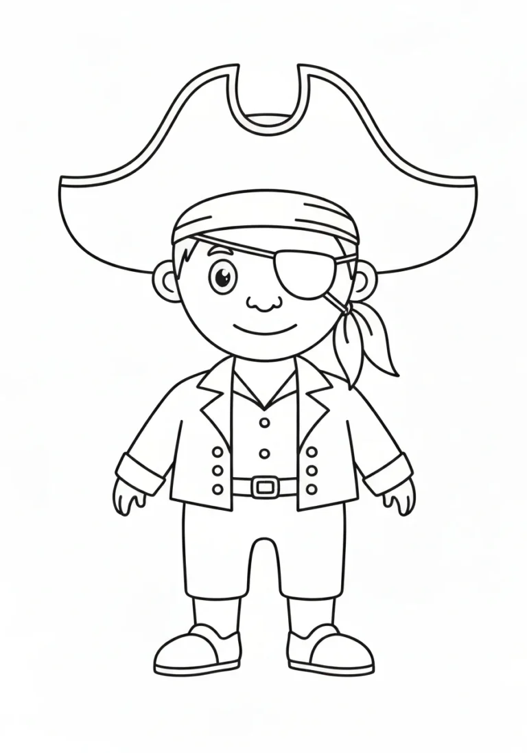 Mapa skarbów piratów - kolorowanka przygodowa do druku PDF - kolorowanka line-art do druku